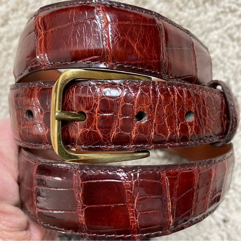 MINT! Men's TORINO Autumn BROWN American ALLIGATOR Dress BELT  42